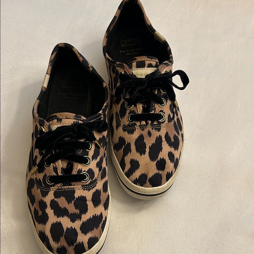 Kate Spade Keds Black and Tan Patterned Sneakers
